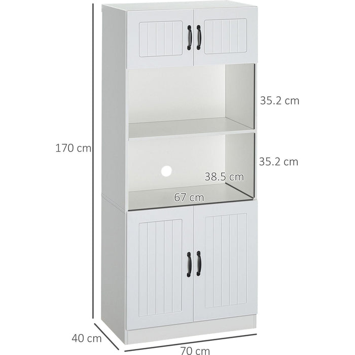 5-Tier Kitchen Storage Cabinet with Adjustable Bottom Shelf & Open Compartments - White - Green4Life