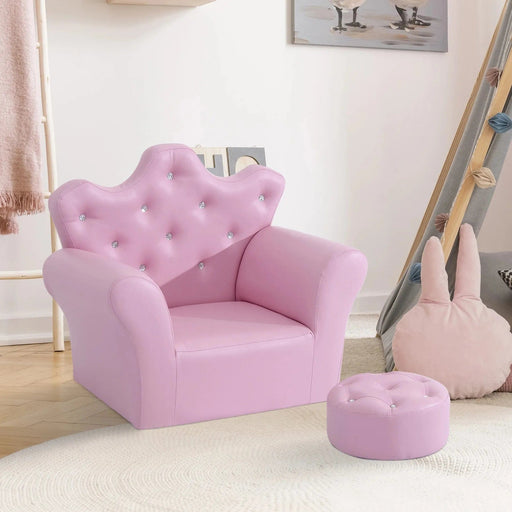 Princess Pink Kids Sofa Set with Armchair and Footstool - Green4Life