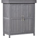 Outsunny 74L x 43W x 88H cm Wooden Garden Storage Shed with Hinged Roof and Shelves - Grey - Green4Life