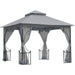 Outsunny Light Grey 3x3m Gazebo with 2-Tier Roof Canopy and Steel Frame - Green4Life