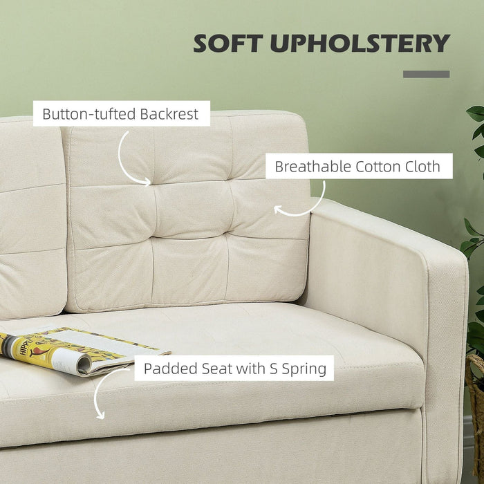 Cream White Modern Loveseat with Storage and Tufted Design - Green4Life