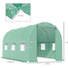 Outsunny 4.45L x 1.9W x 2H m Walk-in Tunnel Greenhouse with Door and Ventilation Windows - Green - Green4Life