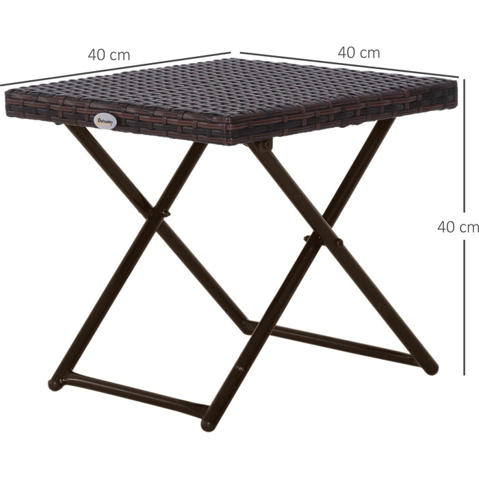 Outsunny Compact Charm Folding Rattan Table - Brown - Green4Life