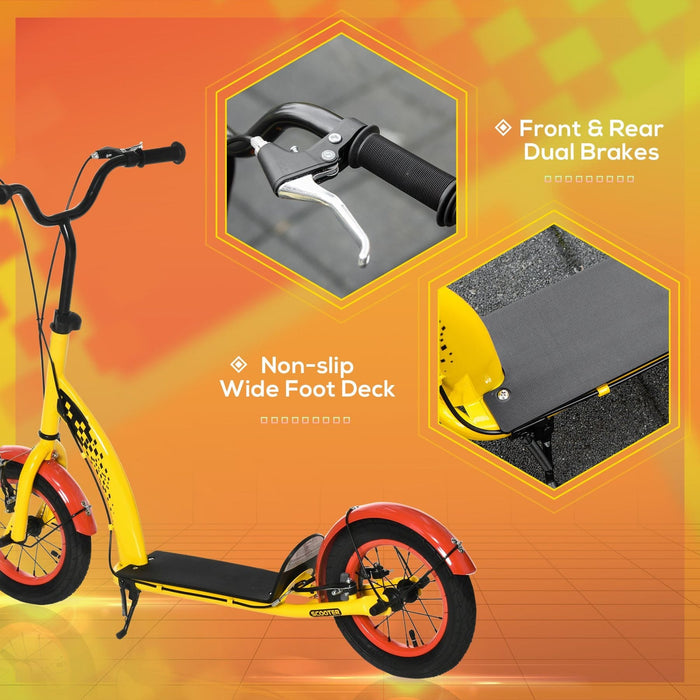 Kids Scooter with Adjustable Height, Front & Rear Dual Brakes, for Ages 5+ Years - Yellow - Green4Life