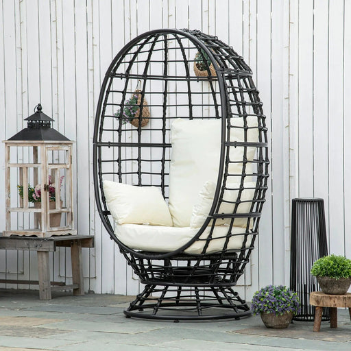 Outsunny Midnight Swirl Rattan Egg Chair - Black - Green4Life