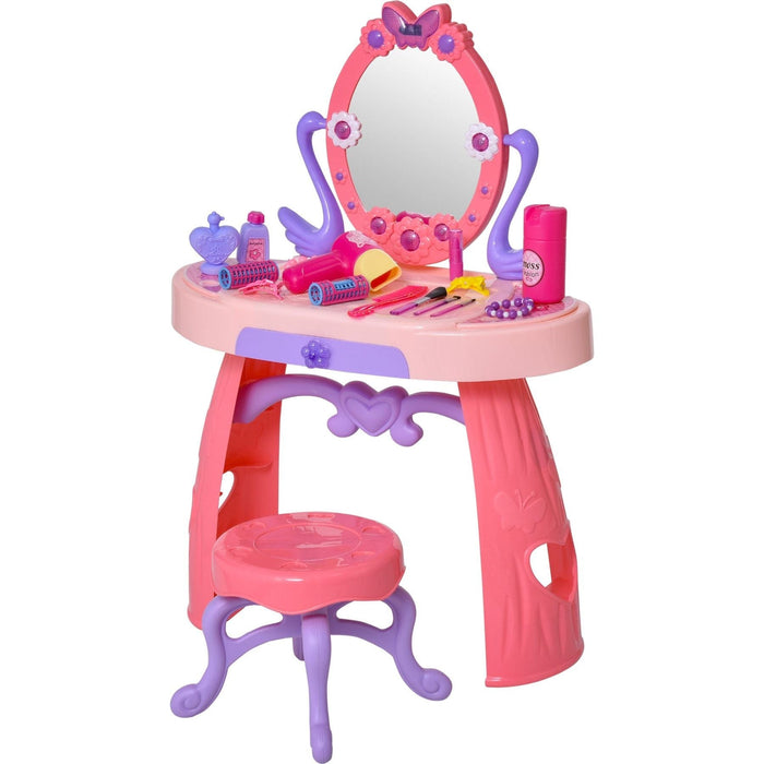 Kids Plastic Vanity Table Set with Sound Effects - Pink/Purple - Green4Life