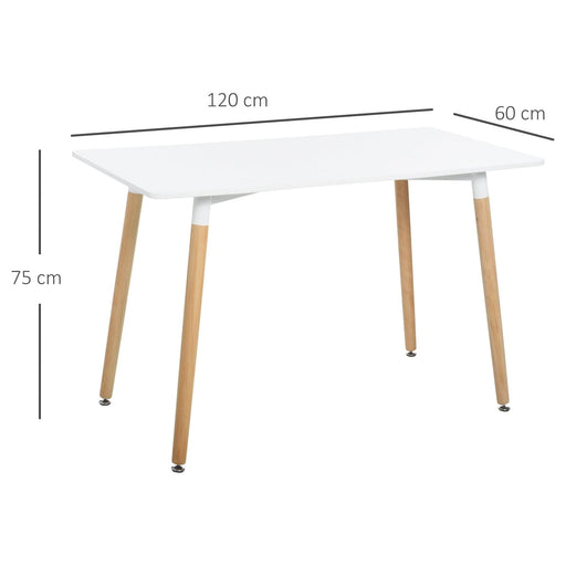 Scandinavian Style Dining Table with Wooden Legs - White (Chairs not included) - Green4Life