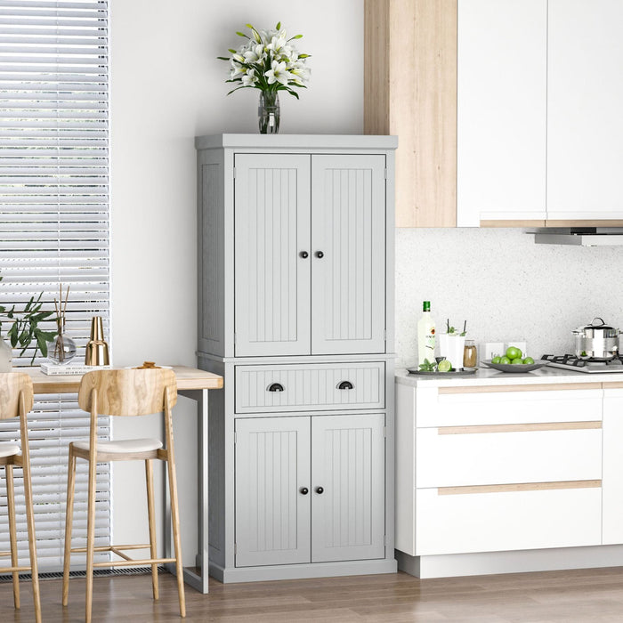 Traditional Freestanding Kitchen Cupboard Storage Cabinet - Grey - Green4Life