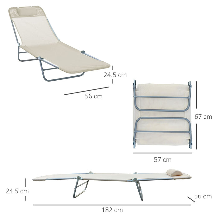 Beige Adjustable Reclining Sun Lounger - Outsunny - Green4Life