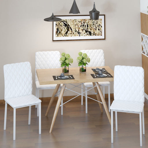 HOMCOM Set of 4 Modern Dining Chairs Faux Leather - White - Green4Life