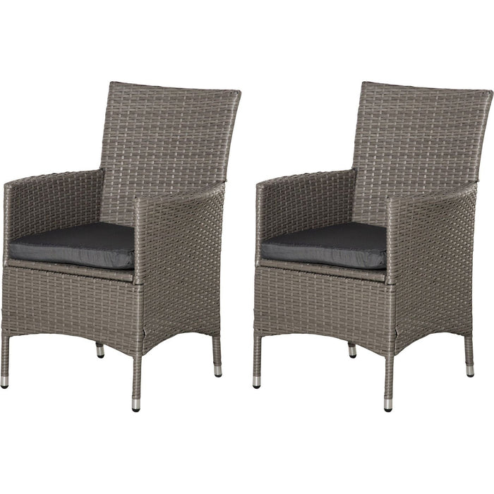 Outsunny Café Charm Rattan Armchair Duo - Grey - Green4Life