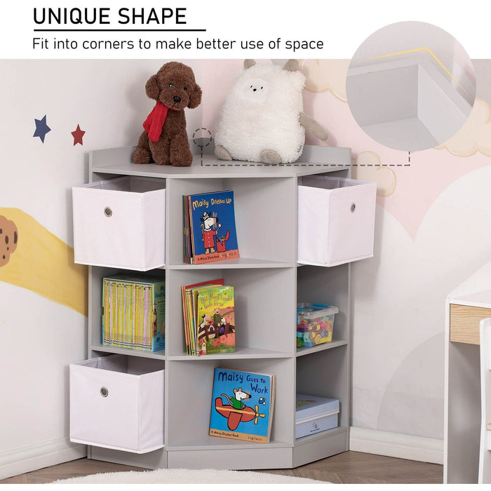 Grey Corner Storage Cabinet for Kids Playroom - Green4Life