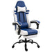 Vinsetto PU Leather Gaming Chair with Headrest, Footrest, Wheels, Adjustable Height - Blue/White - Green4Life