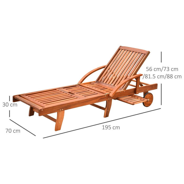 Modern Wooden Sun Lounger - Outsunny - Green4Life