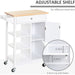 Kitchen Storage Trolley Unit with Wooden Top, 3 Shelves & Cupboard - White - Green4Life