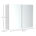 HOMCOM Double Door Wall Mounted Glass Mirror Cabinet Waterproof Wooden Frame 80Lx60Hx15D(cm) - White - Green4Life