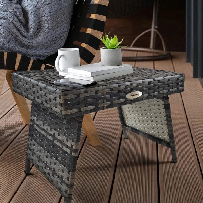 Outsunny Foldable Rattan Table - Mixed Grey - Green4Life