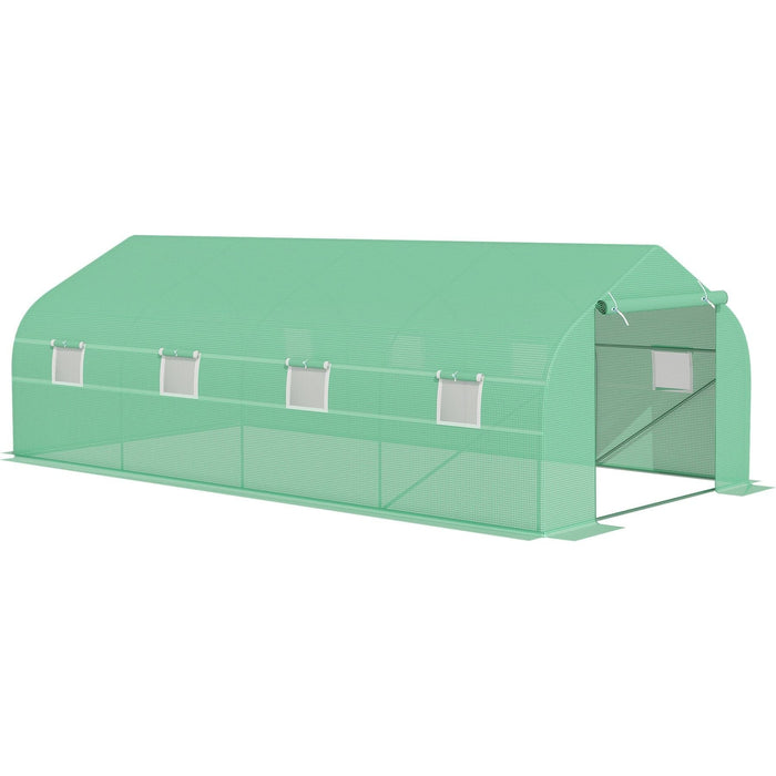 Outsunny 6Lx3Wx2H m Walk-In Greenhouse with Metal Frame, Roll Up Door and Windows - Green - Green4Life