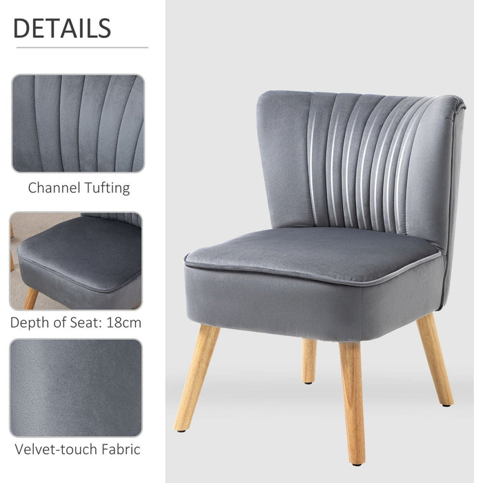 Velvet-Feel Accent Chair - Grey - Green4Life