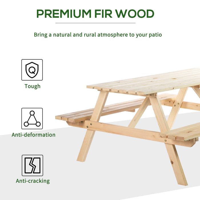 4-Seater Wooden Picnic Table - Outsunny - Green4Life