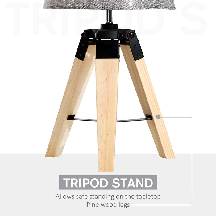 Wooden Tripod Table Lamp - Grey Shade - Green4Life