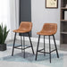 Set of 2 Industrial Style Upholstered Bar Chairs with Steel Legs - Brown - Green4Life