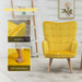 HOMCOM Accent Armchair Velvet-Touch & Wingback with Wood Legs - Yellow - Green4Life