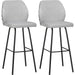 Set of 2 Linen-Touch Upholstered Bar Chairs with Backs and Steel Legs - Light Grey - Green4Life