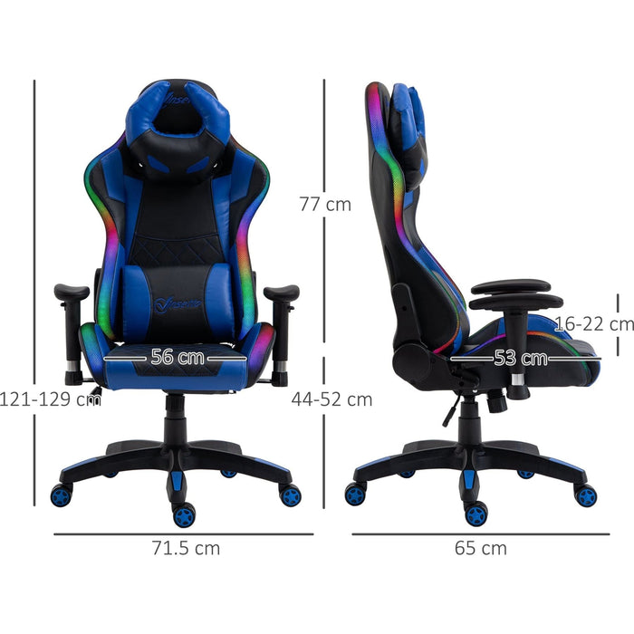 Vinsetto Reclining Gaming Chair with RGB LED Light - Black/Blue - Green4Life