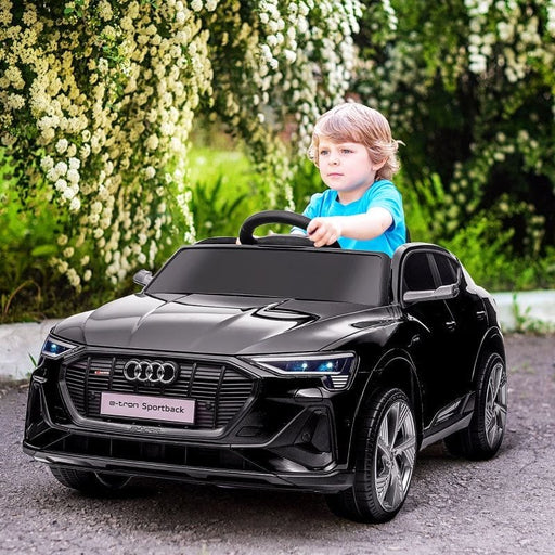 Audi Licensed Kids Electric Ride-On Sports Car Toy, 12V Battery Powered with Parental Remote Control, Lights, Music, Horn (HOMCOM) - Black - Green4Life