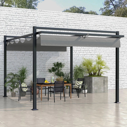 4 x 3 m Dark Grey Retractable Pergola with Aluminium Frame - Outsunny - Green4Life