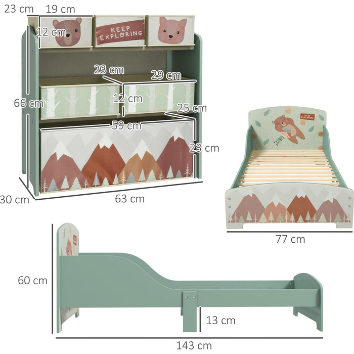 Green Adventure Toddler Bed with Storage Unit - Green4Life