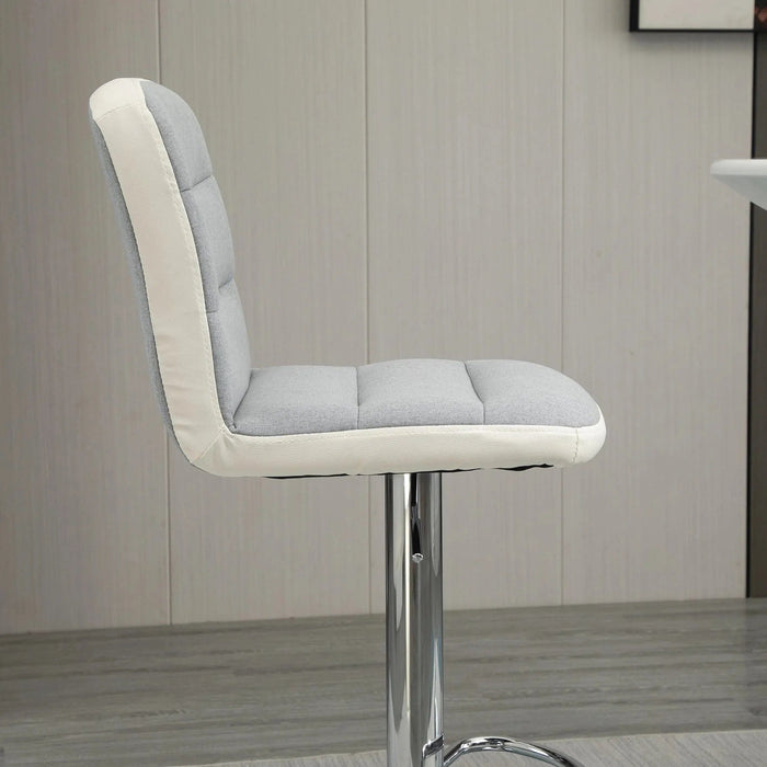 Set of 2 Fabric Upholstered Bar Chairs with Height Adjustment, 360° Swivel, Backrest & Footrest - Light Grey - Green4Life