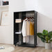 Open Wardrobe with Hanging Rail, Storage Shelves & Wheels - Black - Green4Life