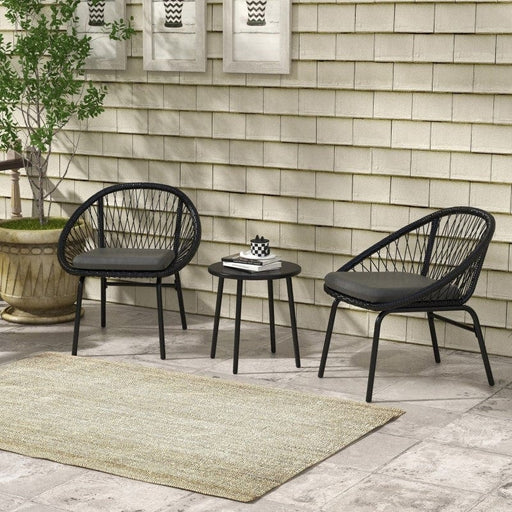 Black PE Rattan 2-Seater Garden Bistro Set for Two - Outsunny - Green4Life