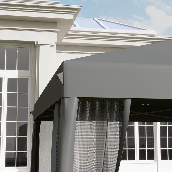 10 x 10 ft (3 x 3m) Gazebo with Removable Mesh Walls and Convenient Carry Bag - Light Grey - Outsunny