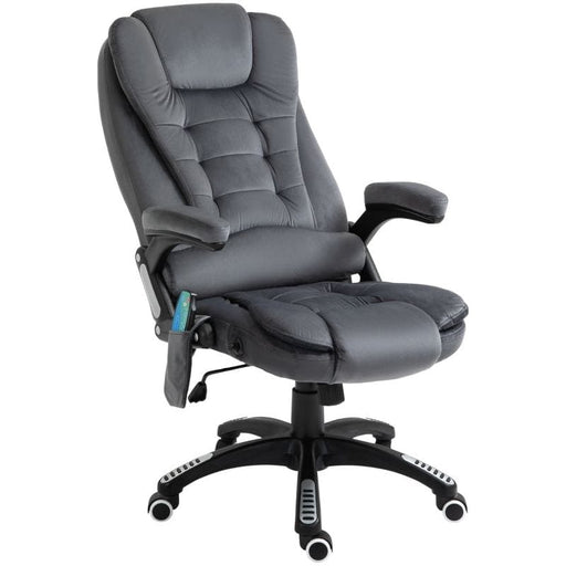 Vinsetto Velvet-Feel Office Chair with Six Massage Points - Grey - Green4Life