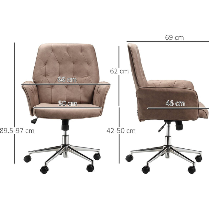 Office Chair with Micro Fibre Upholstery & Adjustable Seat - Brown - Green4Life