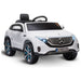 HOMCOM Kids Electric Car Ride-On Toy Benz EQC 400, 12V Battery-powered with Remote Control, Music, Bluetooth, Lights - White - Green4Life