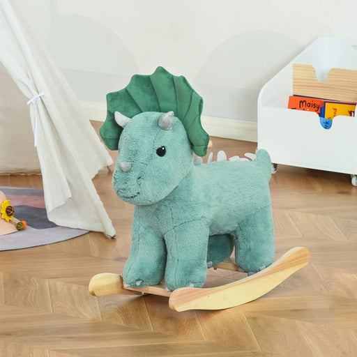 Kids Plush Ride-On Rocking Dinosaur with Sounds for Child 36-72 Months - Dark Green - Green4Life