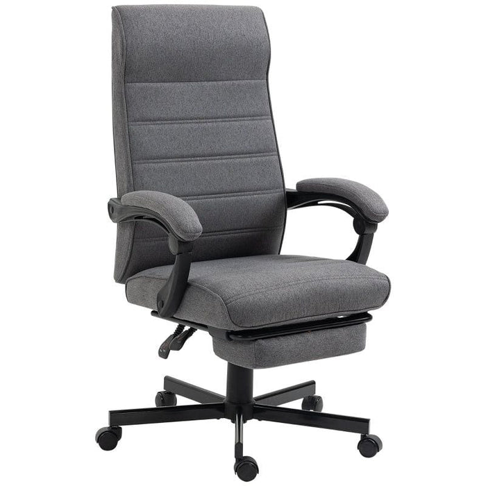Vinsetto High-Back Adjustable Office Chair with Linen Upholst, Footrest and Padded Armrests - Grey - Green4Life