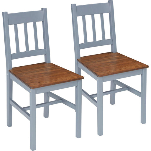 Set of 2 Pine Wood Dining Chairs - Grey/Brown (table not included) - Green4Life