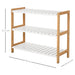 3-Tier Wooden Frame Shoe Rack 70L x 26W x 57.5H cm - Natural/White - Green4Life