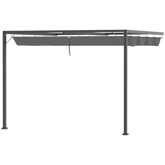 Modern Grey 3m Wall-Mounted Pergola with Retractable Canopy - Outsunny