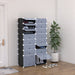 2 x 8 Tier Shoe Storage Cabinet, Modular Plastic Shelves - White/Black - Green4Life