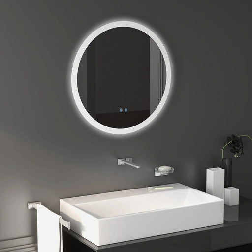 kleankin Round Bathroom Mirror with LED Lights, 3 Temperature Colours & Defogging Film 60 x 60 cm - Green4Life