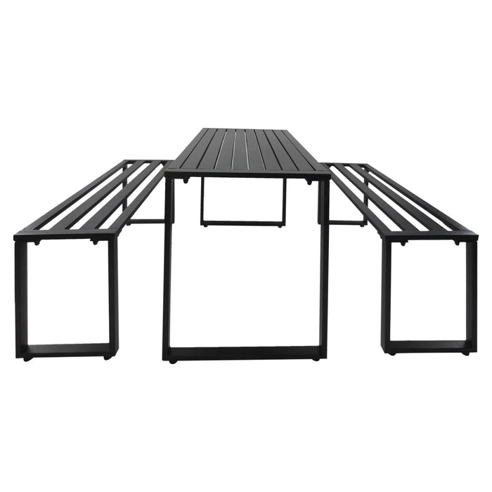 Metal Picnic Table and Benches for Outdoor Dining - Black - Outsunny - Green4Life