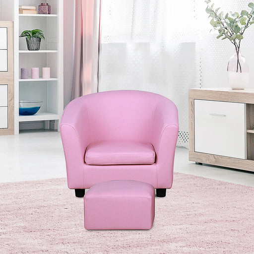Pink Puff Toddler Armchair with Cushioned Comfort Footstool - Green4Life