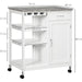 Compact Kitchen Trolley with Wine Rack, Drawer, Open Shelf and Storage Cabinet - White - Green4Life