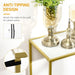 Modern Console Table with Tempered Glass Top and Steel Frame - White/Gold - Green4Life